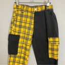 Almost Famous  Pants Cargo Jogger Plaid Split Yellow Black Punk Size Small Emo Photo 2