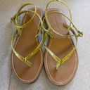 Ann Taylor  Yellow Croc Strappy Coastal Grandma Minimalist Beach Swim Sandals Photo 0