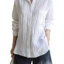 Women's Cotton Linen Shirts White Size M Photo 1