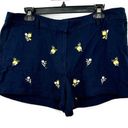 Loft  Size 12 Shorts Navy Blue Bouquet Embroidery Pockets Summer‎ Preppy Cute Photo 0