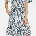 Isaac Mizrahi  TRUE DENIM Stripe & Dot Cold Shoulder Dress DARK INDIGO Size 16 Photo 1