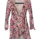 Rococo  Sand Mimi Wrap Dress Pink Long Sleeve Mini Ruffle XS Photo 2