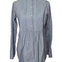 Nili Lotan Micro Stripes Popover Shirt High Low Essentials Classic Womens Size S Blue Photo 0