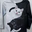 CAT BLACK AND WHITE LONG SLEEVE TOP WOMENS SIZE M NEW Size M Photo 2