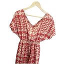 Lush Clothing Lush Dress Women's Small Red Tan Geometric Tie Back Cut Out Short Sleeve A-line Photo 3