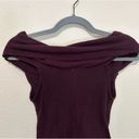 Free People This Cutie Ribbed Knit Top Womens Size XS Off The Shoulder Wine‎ Photo 5