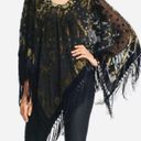 Chico's 🖤🖤Gorgeous CHICO’S Gypsy/Boho Sheer Black & Gold Floral Velvet Burnout with Fringe. Poncho, Shawl, Scarf. OSFM 🖤🖤 Photo 9