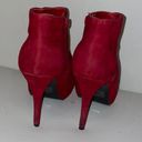 Qupid  Red Faux Suede Ankle Boots Photo 2