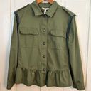 Matilda Jane  Lightweight Olive Green Boho Patchwork Ruffle Hem Jacket Sz Medium Photo 0