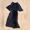 Mac Duggal NWOT  Pleated Capelet Tea-length midi gown dress satin navy size 6 Photo 3