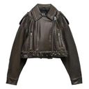 ZARA  Womens Faux Leather Crop Biker Jacket Viral Size Medium Oversize Photo 0