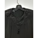 Oleg Cassini Vintage  Beaded Silk Blouse Womens  14 Black Tie Waist Dolman Sleeve Photo 2