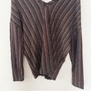 Chaser  Metallic Striped Formal V-neck Blouse Long Sleeves Black/Brown Size Large Photo 9