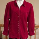 Dress Barn  Red Corduroy Collard Long Sleeve Button Down Metal Sz 18/19 98% Cotton Photo 0