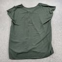 ee:some  Womens Blouse Top 1XL Olive Green V-neck Relaxed Fit Cap Sleeve Stretch Photo 6