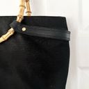 Lauren Ralph Lauren Black Canvas Large Tote Shopper Harness Bamboo Handle Bag Photo 4