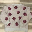 Listicle , oversized Large, NWOT, fuzzy warm sweater with daisies, pit to pit is 25, length is 26 Photo 1