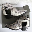 ALLSAINTS  Darcy Pointed Toe Ivory Python Snake-Print Leather Cutout Ankle Boots Photo 3