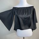 SEEK the Label  Crop Top XS Black Off Shoulder Flowy Sleeve Back Slit‎ New Photo 9