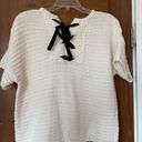 Madewell  Women Creme Textured SS Back Tie Cotton Sweater-S Photo 2