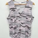 LuLaRoe  Top Women LAGE Pink Purple Grey Camo Print V-Neck Front Zip Tank Photo 0