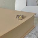 Vintage “Zelda” Silver Flower Yellow Stone Ring Chunky Fairycore Whimsigoth Girl Photo 4