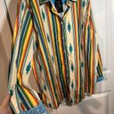 L&B NWT  Lucky & Blessed Southwestern Blue Sequined Long Sleeve Button Up Blouse Photo 1