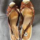 Isaac Mizrahi Shiny Burnt Orange/Brown Heels Photo 1