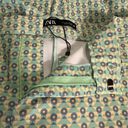 ZARA  High Waisted Green Purple Triangle Floral Pattern Cropped Pants Women’s L Photo 5