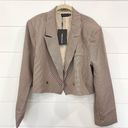 Pretty Little Thing  Plus Brown Dogtooth Double Breasted Cropped Blazer NWT 18 Photo 3