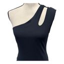 BCBGMAXAZRIA  Womens One Shoulder Tank Top Black Ribbed Solid Sleeveless M Photo 3