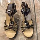 Y2K Carrini Wood With Metallic Straps Heel Size 6.5 Photo 1