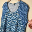 Akemi + Kin Anthropologie blue geometric cap sleeve top boho size med Photo 4