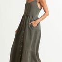 Evereve Lila Gauze Buttondown Dress Sage Green Photo 0