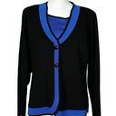 Misook  2 piece Cardigan Twinset Tank Size Small Cardigan Size Medium Blue Black Photo 15