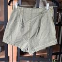 Free People  denim skort skirt army green vintagey faded high rise asymmetrical Photo 5