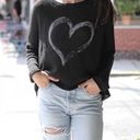 Wooden Ships  Black Heart Pullover Acrylic, Mohair, Wool Blend Sweater Size M/L Photo 0