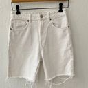 ZARA  High Waisted White Denim Zip Button Cut Off Bermuda Jorts Shorts 4 Photo 1