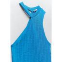 ZARA NWT  womens Size L cut out one shoulder cable knit Blue crop top Photo 5