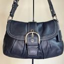 Coach  Soho Flap Buckle Pleated Shoulder Hobo Bag - Black Leather Photo 0