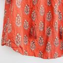 Wonderly  Burnt Orange Feather Print Linen Cotton Blend Boho Blouse ~Size Large Photo 1