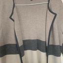 Talbots  women's medium merino wool cardigan open front striped tan gray cream Photo 2