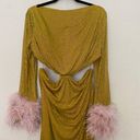 House Of CB  'Gina' Feathered Chartreuse Crystallised Maxi Dress NWOT size XL Photo 6