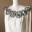 Liliana SIMPLY  | White Rosette Off-Shoulder Pepulum Blouse Sz M Photo 2