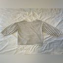 BP . Black & White Striped V-Neck Cotton Sweatshirt, 3/4 Blouson Sleeves Size S Photo 8