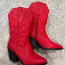 Red Cowboy Boots Size 7.5 Photo 0