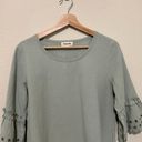 Hidden Alley  Eyelet Bell Sleeves Top Womens Size M Gauze Cotton Sage Green‎ Photo 4