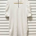 Deletta Anthropologie White Short Sleeve Dress Ruffle Sleeve V-Neck Size Medium Photo 1