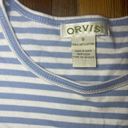 Orvis  light blue & white striped long sleeve blouse sz small Photo 3