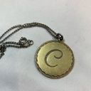 Anthropologie  Brushed Gold Initial Disk Necklace Letter C Photo 1